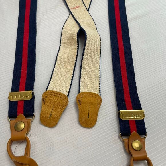 LL Bean VTG Navy Blue Red Suspenders X Long - Picture 3 of 6